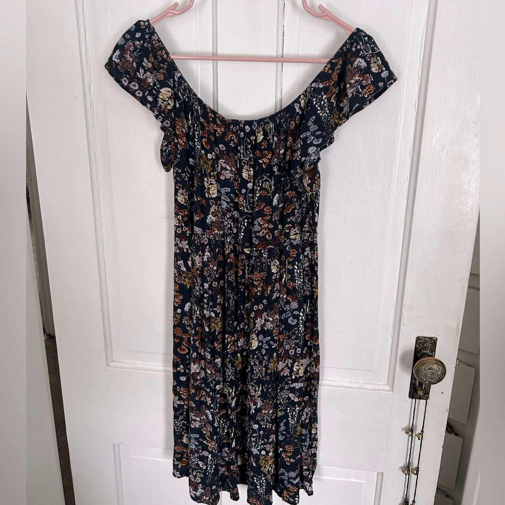 Mystree Off the Shoulder Blue Floral Sundress